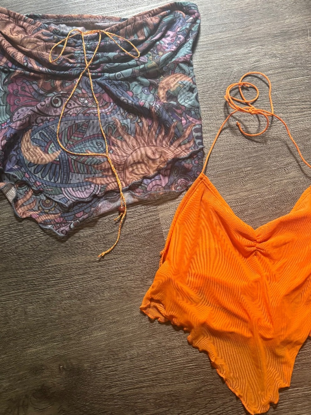 Pack of Bogo 2 mesh cami camisole print neon galaxy space 90s handkerchief